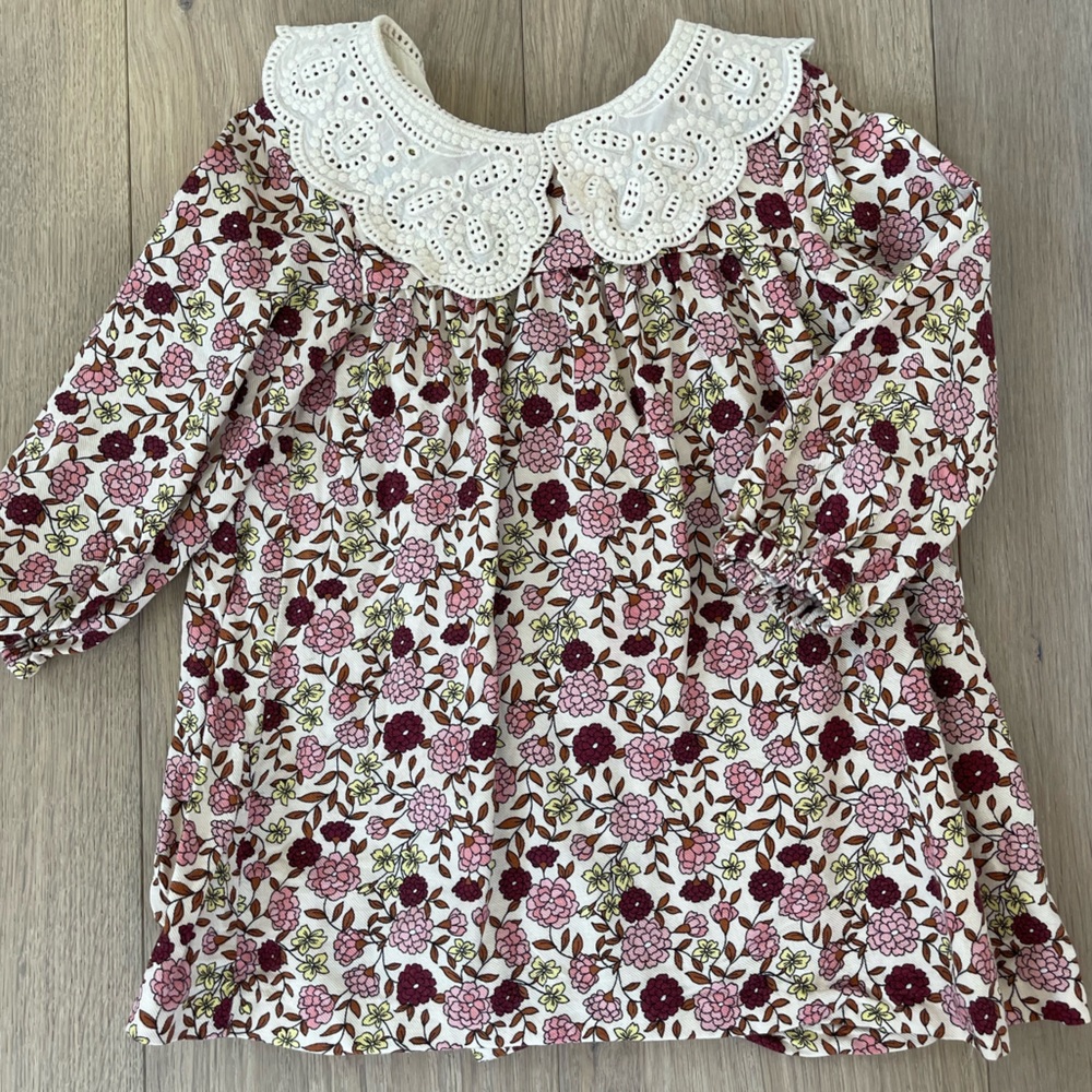Zara Floral Dress with Lace Collar